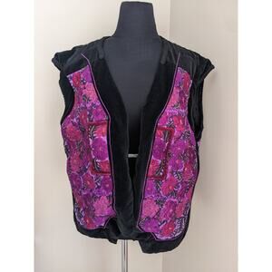 Vintage Handmade Women's Floral Embroidered Vest Size XL